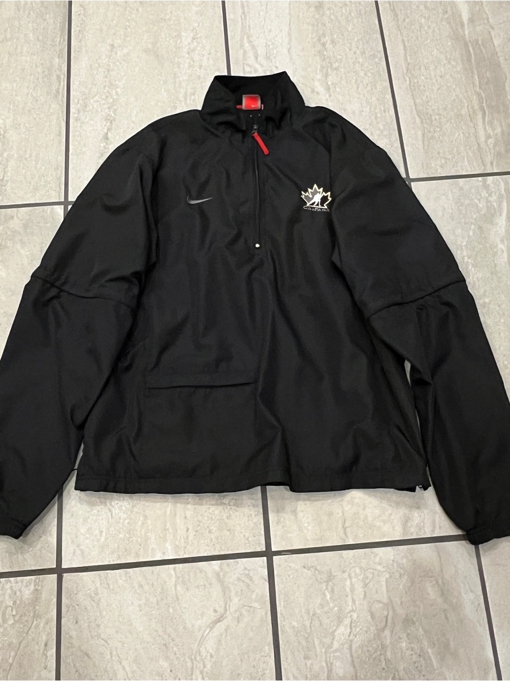 Nike Team Canada Hockey Black 1/2 Zip NHL Jacket/Windbreaker Olympics Mens Sz L